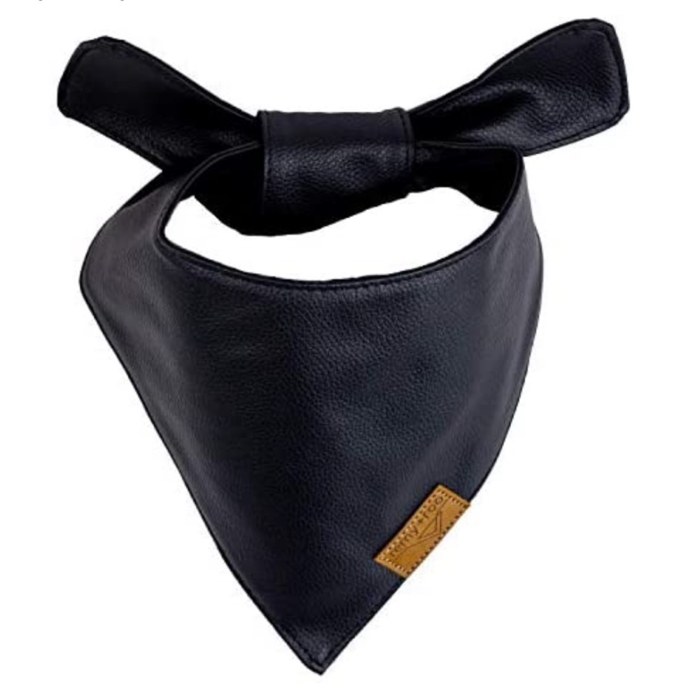 NWOT Remy+Roo Black Faux Leather Dog Bandana Size Small